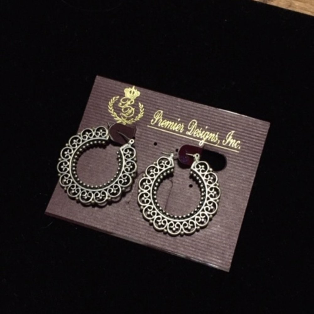 Addison hoop earrings silver antique matte 2" diameter New never worn